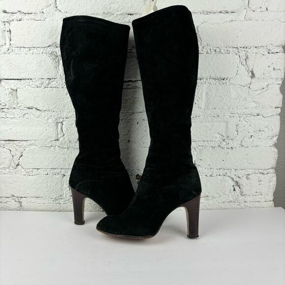 Vintage Knee High Suede Leather Zip Up Boots - Picture 2 of 10